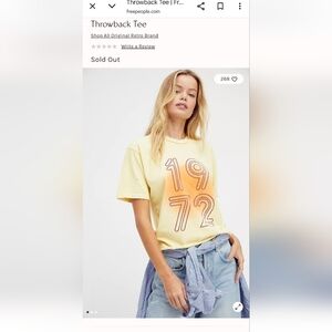 Free People Cotton "1972" Yellow Throwback Tee